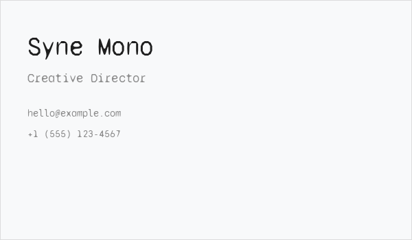 Syne Mono Business Card
