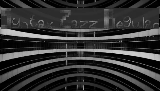 Syntax Zazz Regular Font examples