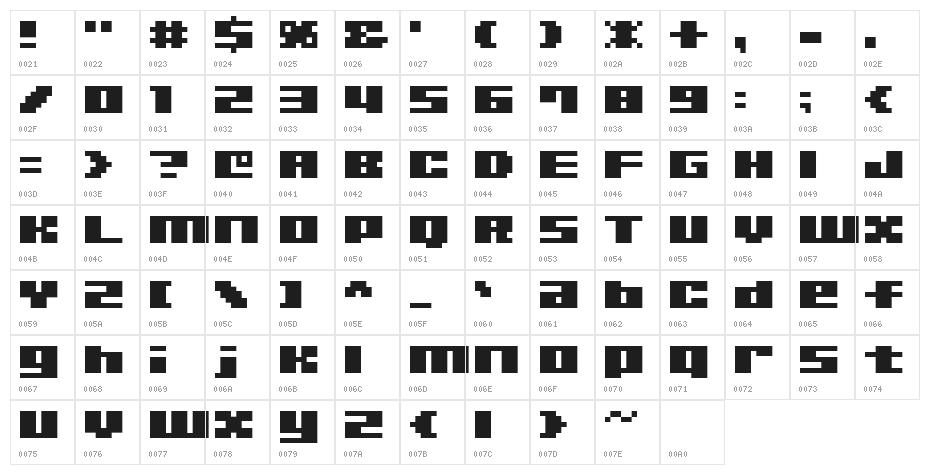 SystemSevenLight Character Map