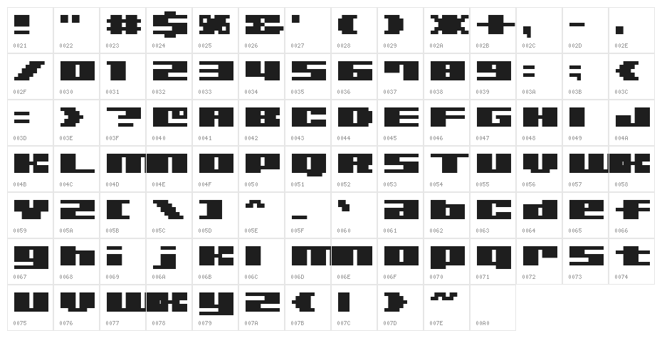 SystemSevenMedium Character Map