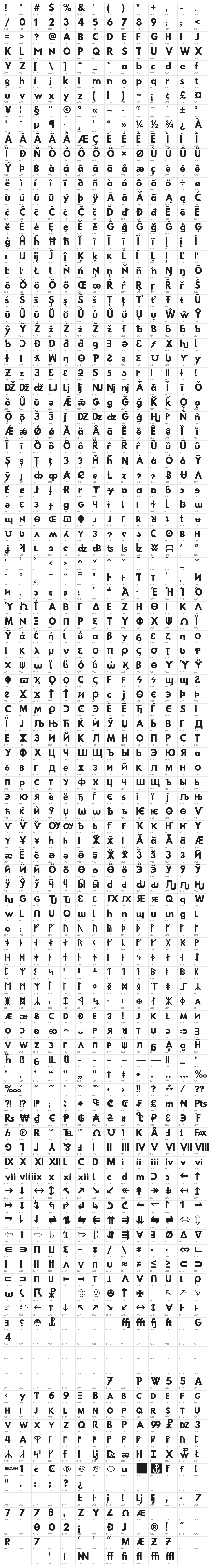 Sztylet Bold Character Map