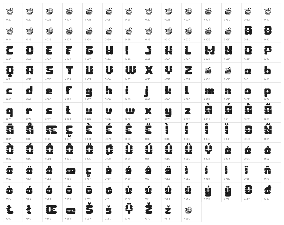 TAGURO-Regular Character Map