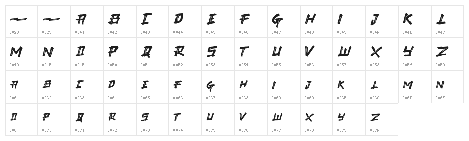 TAKASIH Character Map
