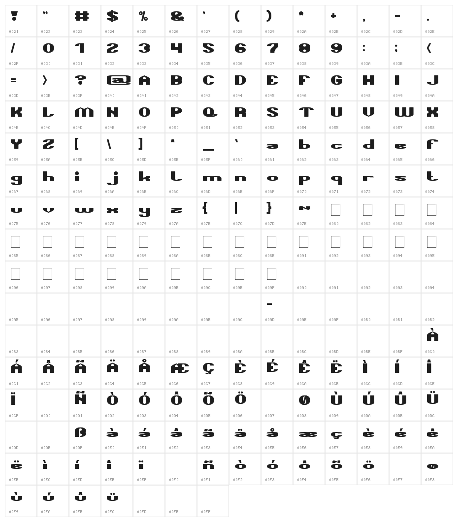 TAKE ME HOME Character Map