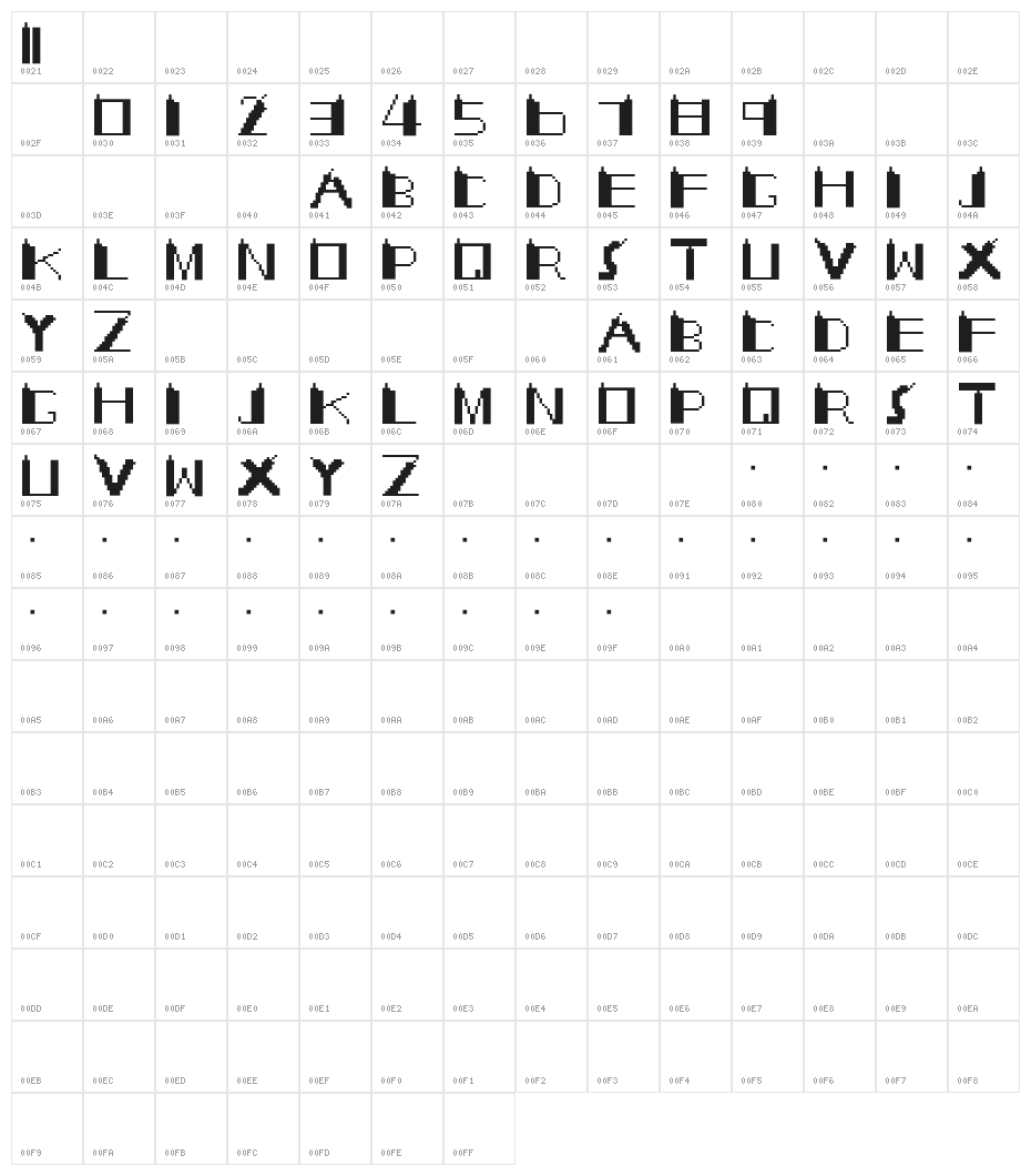 TALL TWIN Character Map