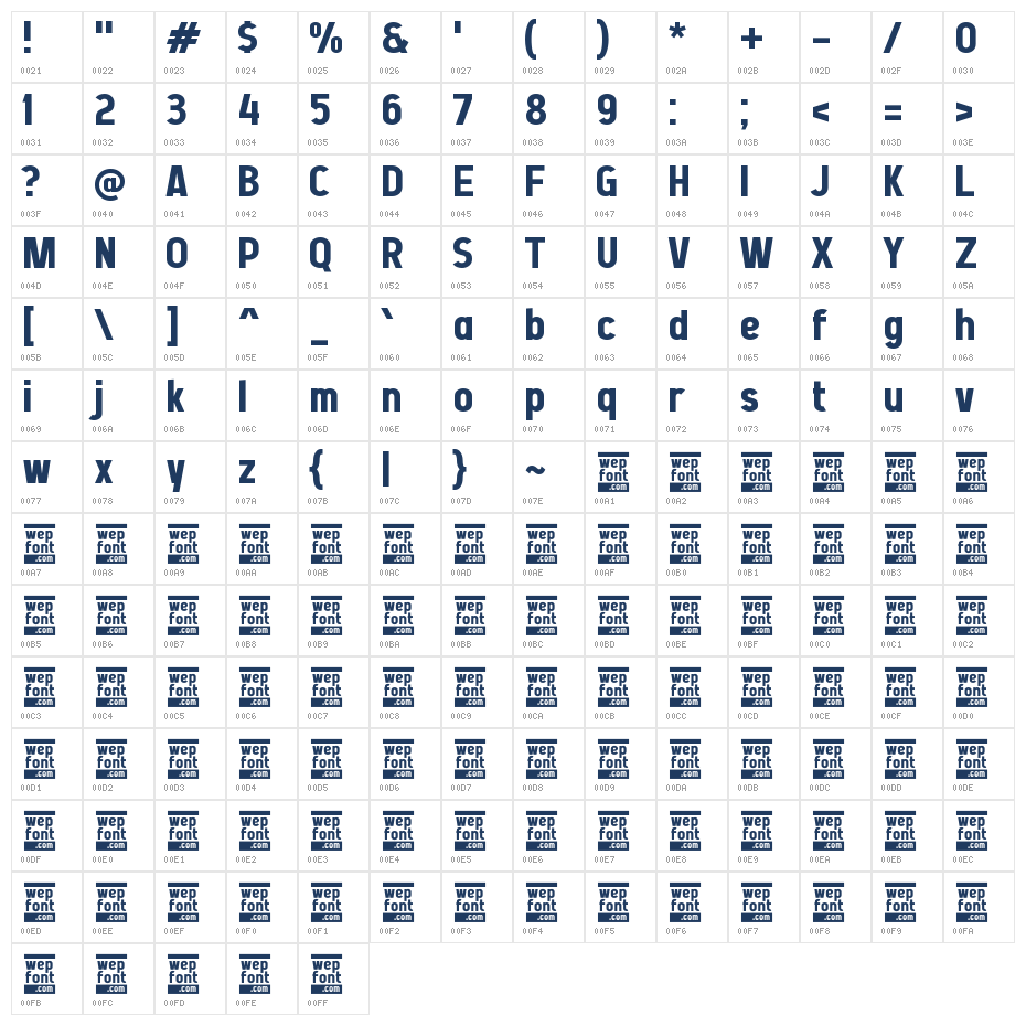 TAMATIN Character Map