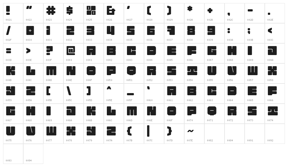 TAMPOOL Character Map