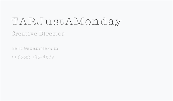 TARJustAMonday Business Card