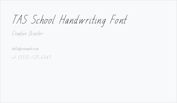 TAS School Handwriting Font Business Card