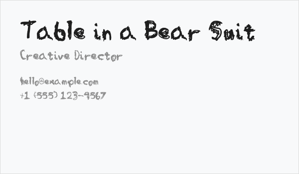 Table in a Bear Suit Business Card