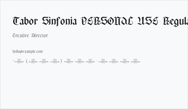 Tabor Sinfonia PERSONAL USE Regular Business Card