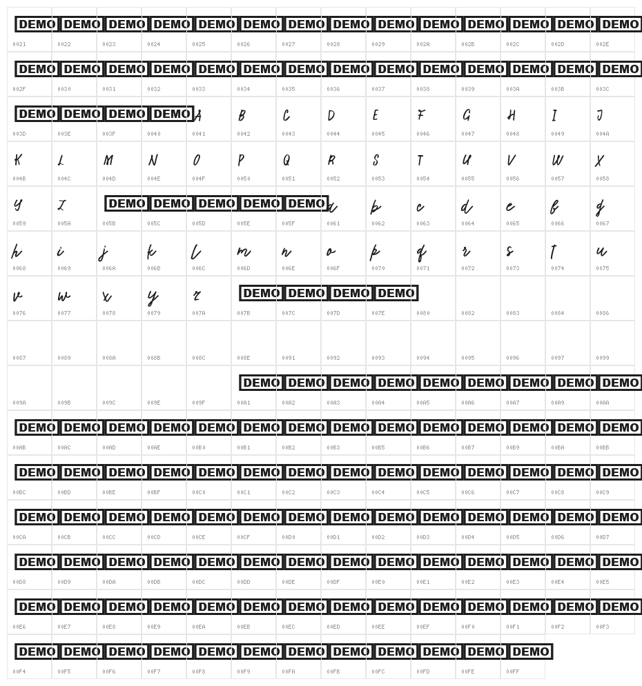 Tadworth Character Map