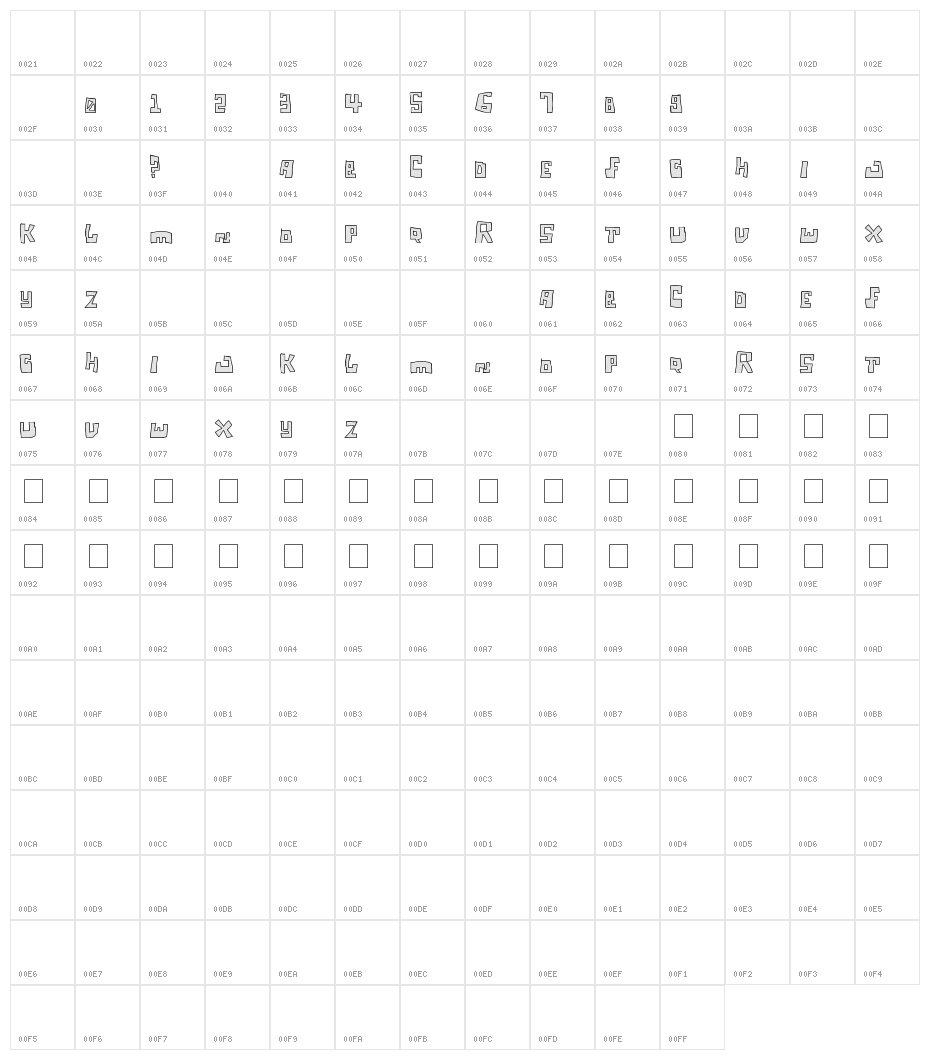 Tagi Securite Character Map