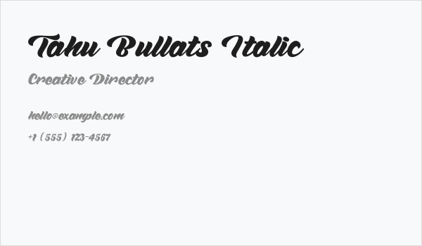 Tahu Bullats Italic Business Card