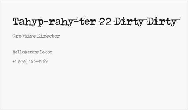 Tahyp-rahy-ter 22 Dirty Dirty Business Card