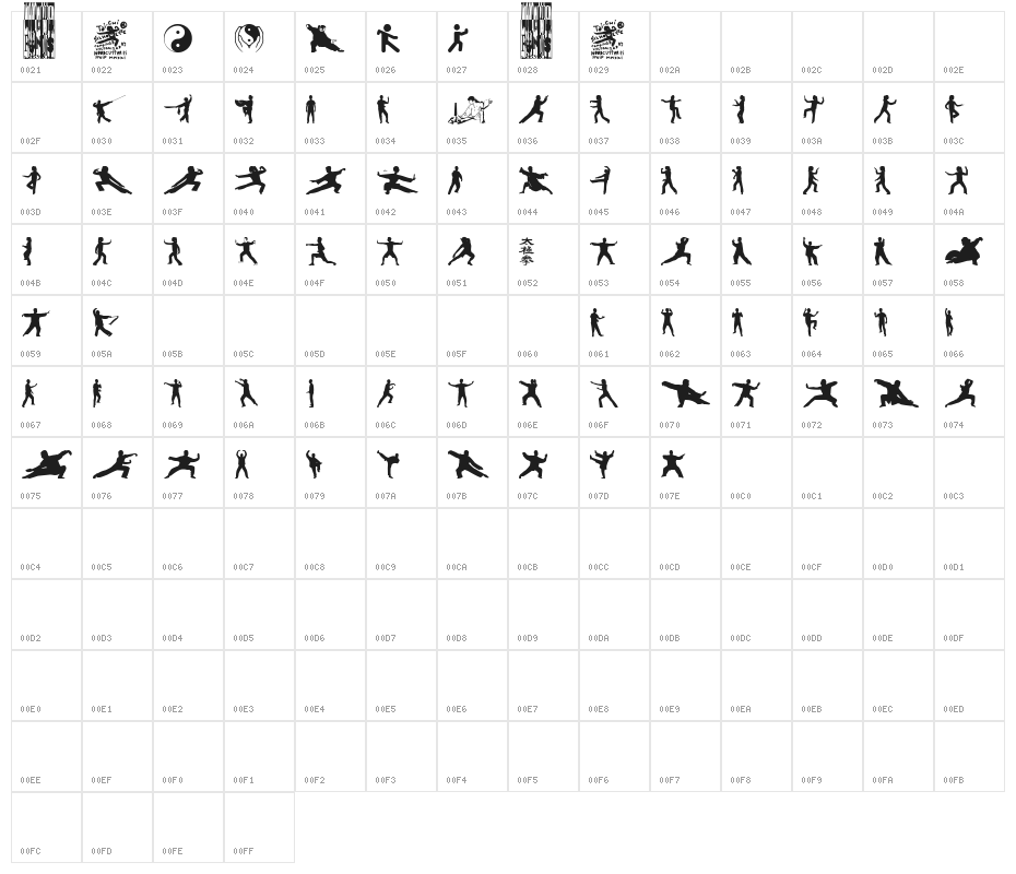 Tai-Chi Silhouette Character Map
