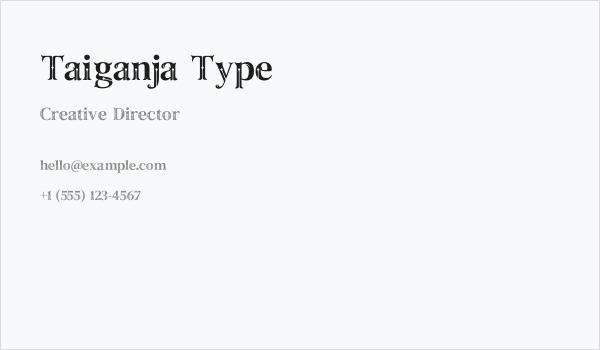 Taiganja Type Business Card