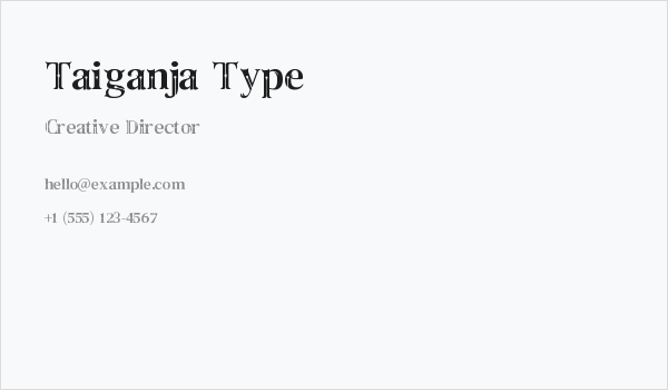 Taiganja Type Business Card