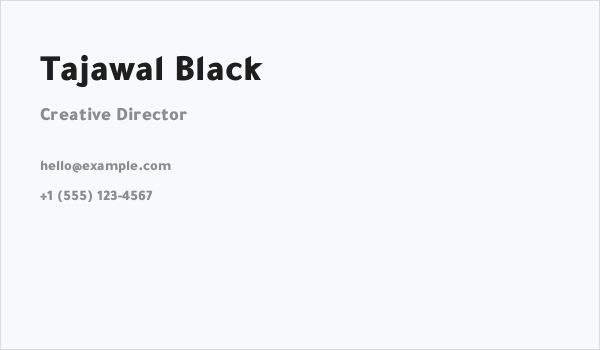 Tajawal Black Business Card