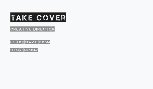 Take Cover Business Card