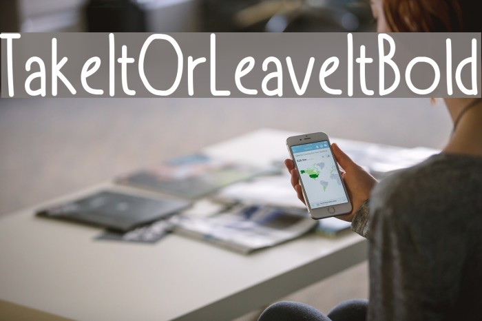 TakeItOrLeaveItBold Font examples