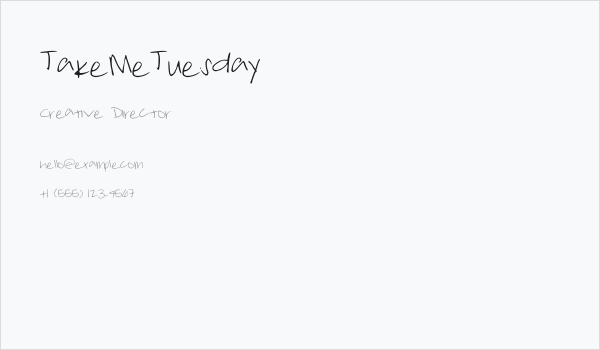 TakeMeTuesday Business Card