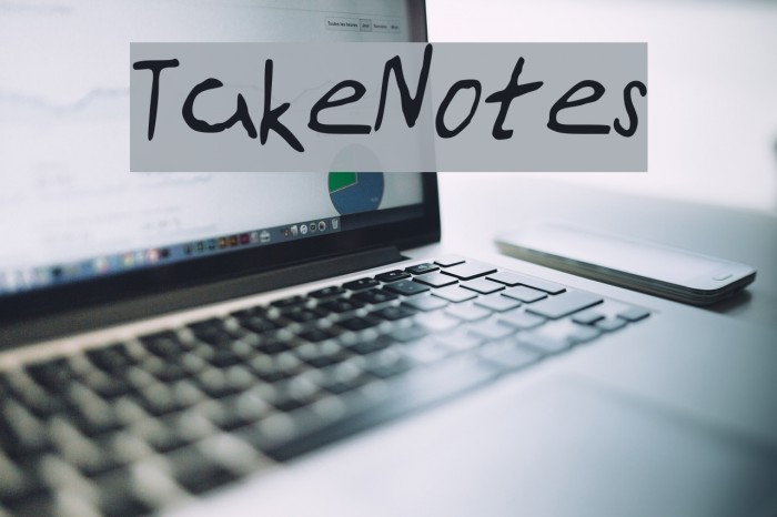 TakeNotes Font examples