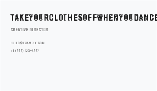 TakeYourClothesOffWhenYouDance Business Card