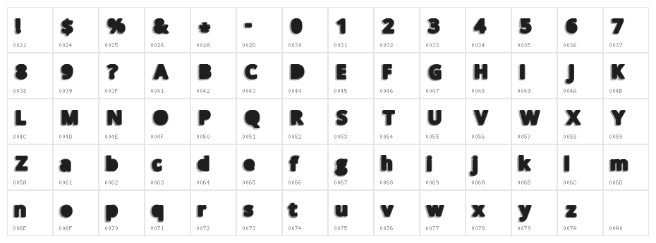 TakenBlack Character Map