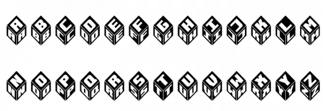 Takraf-3d Schriftart Kleinbuchstaben