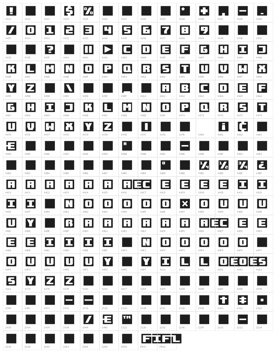 Takraf-VEB Character Map
