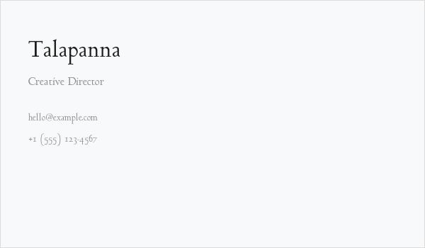 Talapanna Business Card