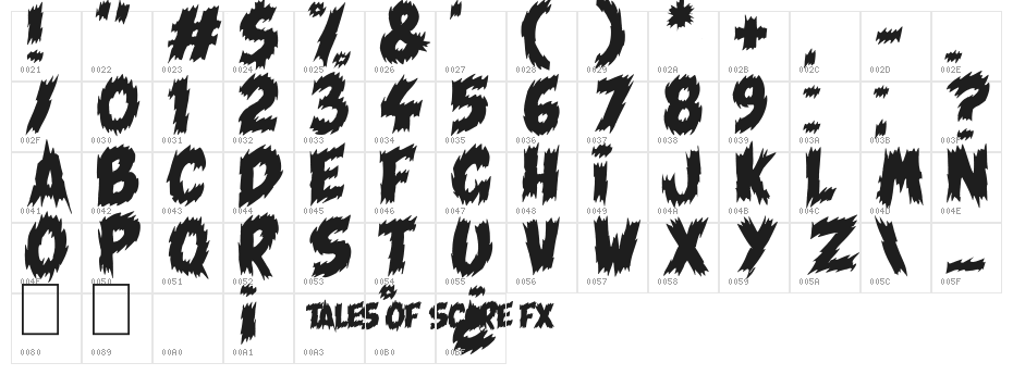 Tales of Scare FX Over Character Map