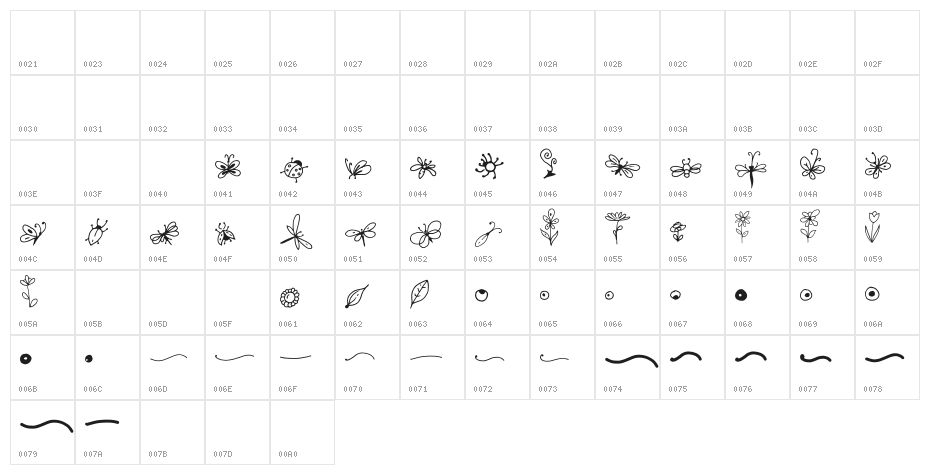 TallTiny Extras Character Map