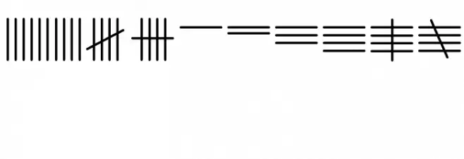 Tally Mark Schriftart Groß