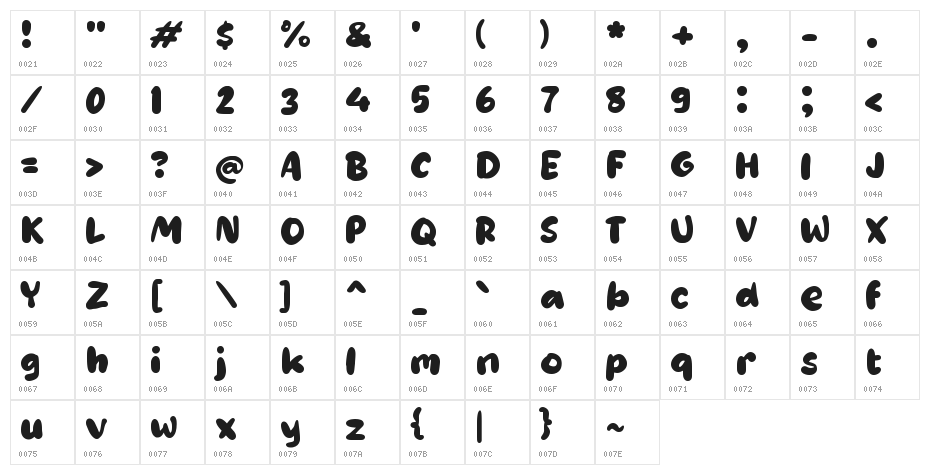 Tamaen Character Map