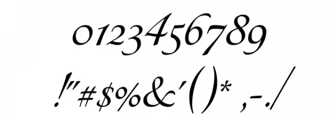 Tangerine Bold Font OTHER CHARS