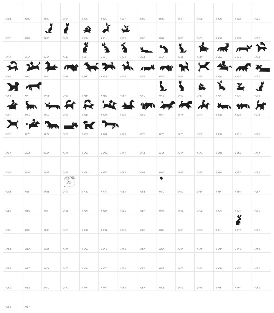 TangramAnimals Character Map