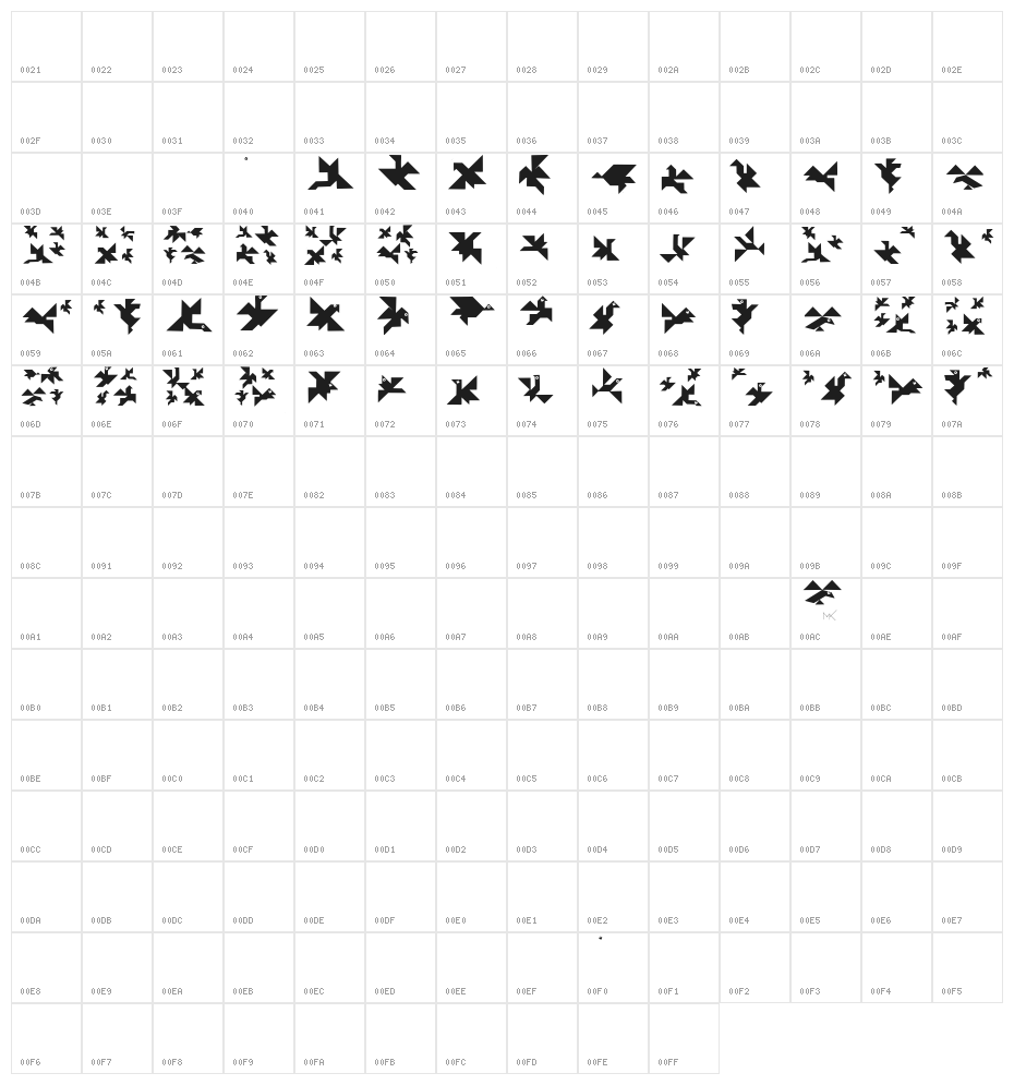 TangramBumBirds Character Map