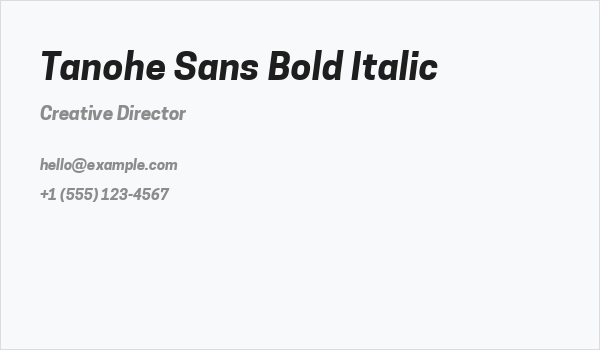 Tanohe Sans Bold Italic Business Card