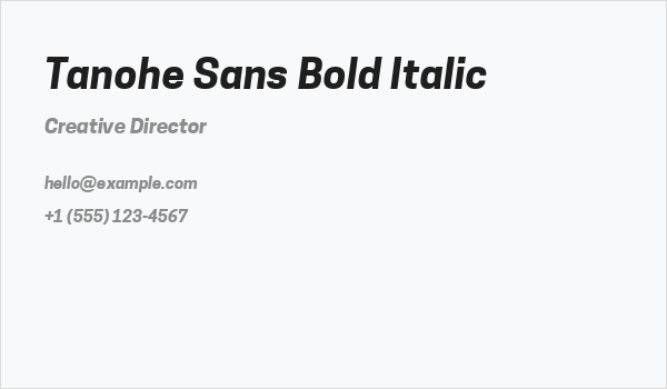 Tanohe Sans Bold Italic Business Card