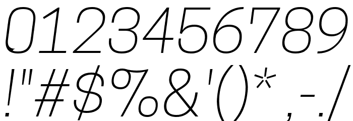 Tanohe Sans ExtraLight Italic Font OTHER CHARS