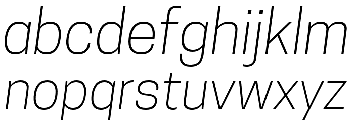 Tanohe Sans ExtraLight Italic Font LOWERCASE