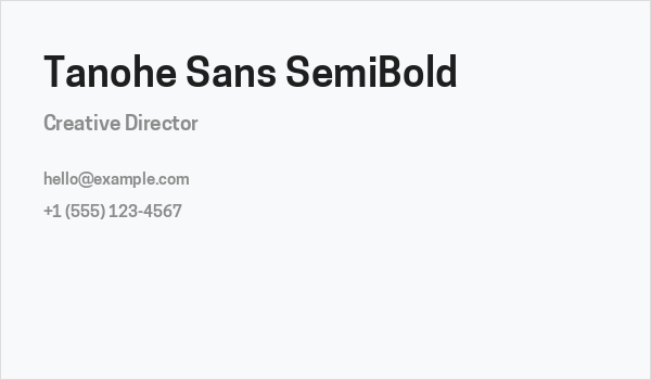 Tanohe Sans SemiBold Business Card