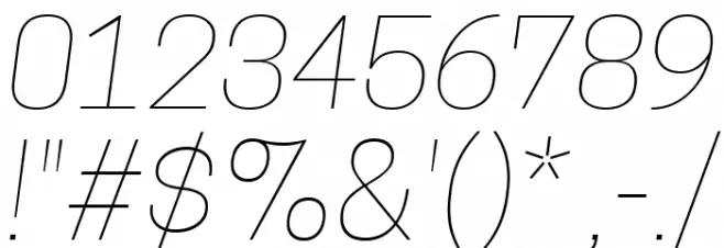 Tanohe Sans Thin Italic Font OTHER CHARS