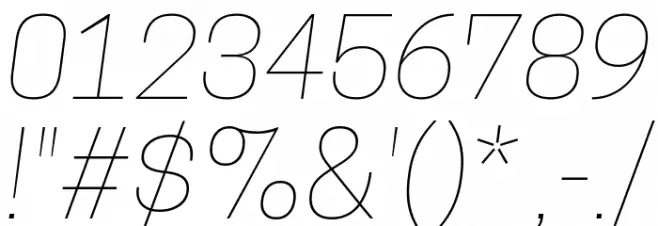 Tanohe Sans Thin Italic Font OTHER CHARS