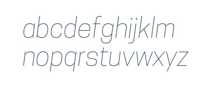 Tanohe Sans Thin Italic Lowercase