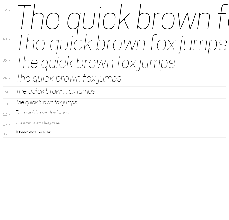 Tanohe Sans Thin Italic Waterfall