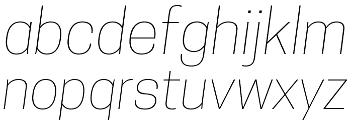 Tanohe Sans Thin Italic Font LOWERCASE