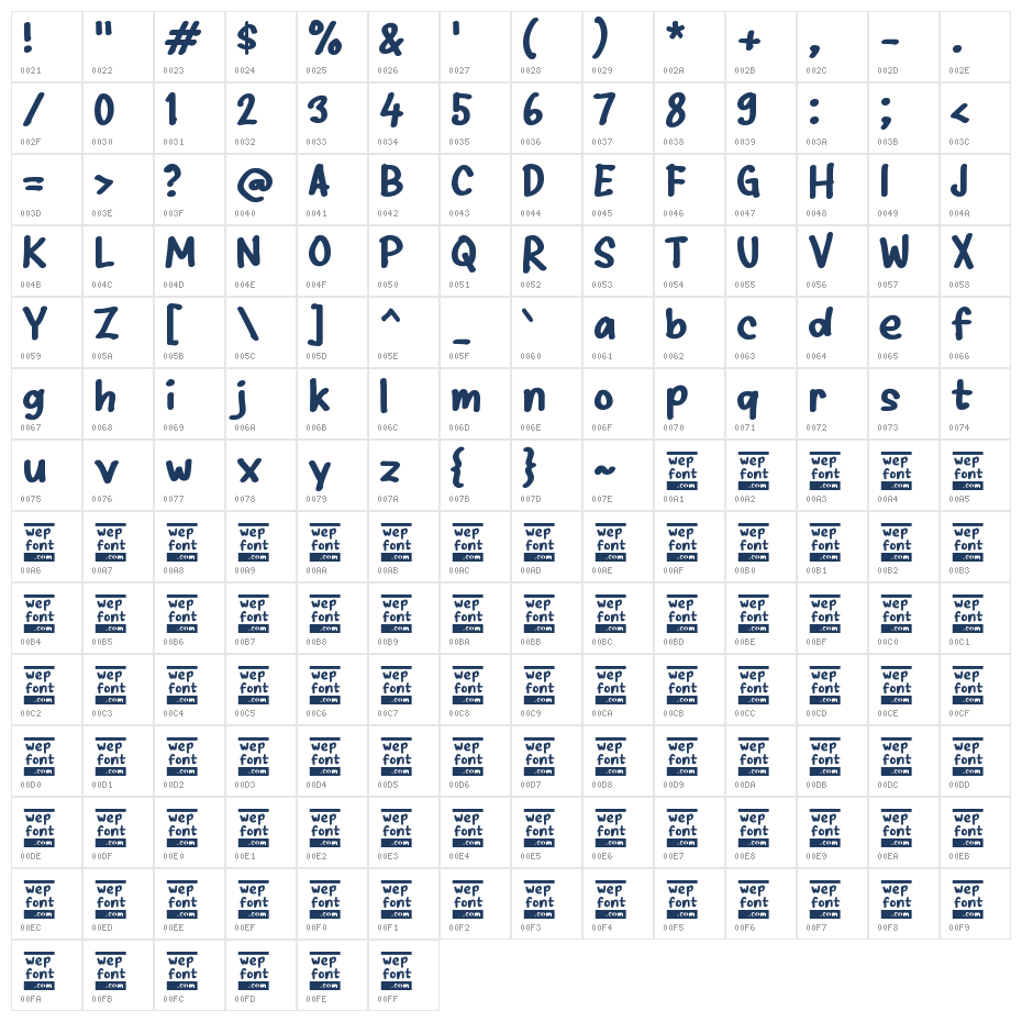 Tantown Character Map